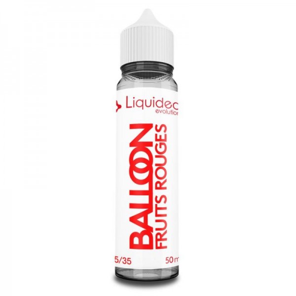 E-liquide Balloon 50 ml Liquideo, flacon grand format saveurs bubble-gum, fruits rouges et notes gourmandes.