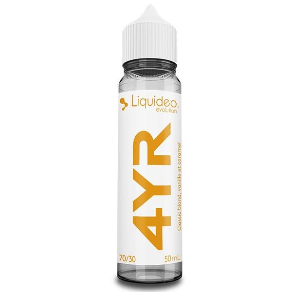E-liquide 4YR 50 ml Liquideo, flacon grand format saveur classic blond aux notes de caramel, vanille et fruits à coque.
