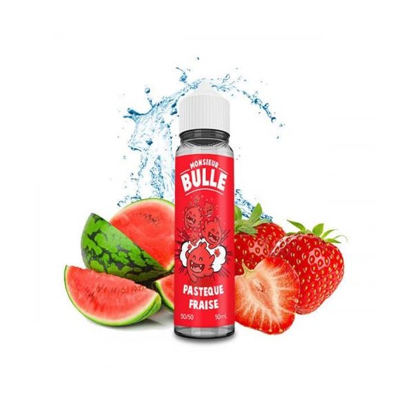 E-liquide Limonade Pastèque Fraise 50 ml Mr Bulle, flacon grand format saveurs limonade, pastèque et fraise.