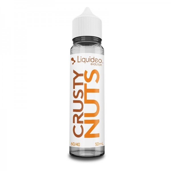 E-liquide Crusty Nuts 50 ml Liquideo, flacon grand format saveurs cacahuètes grillées, fruits à coque et notes gourmandes.
