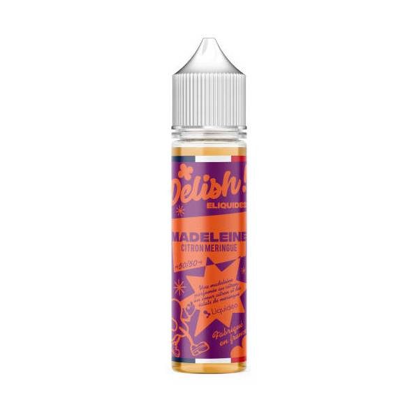 E-liquide Madeleine Citron Meringuée 50 ml Delish by Liquideo, flacon grand format saveurs madeleine, citron et meringue.