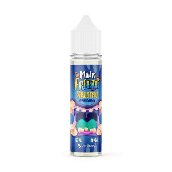 E-liquide Malotru 50 ml Multi Freeze by Liquideo, flacon grand format saveurs myrtille, citron et fraîcheur intense.