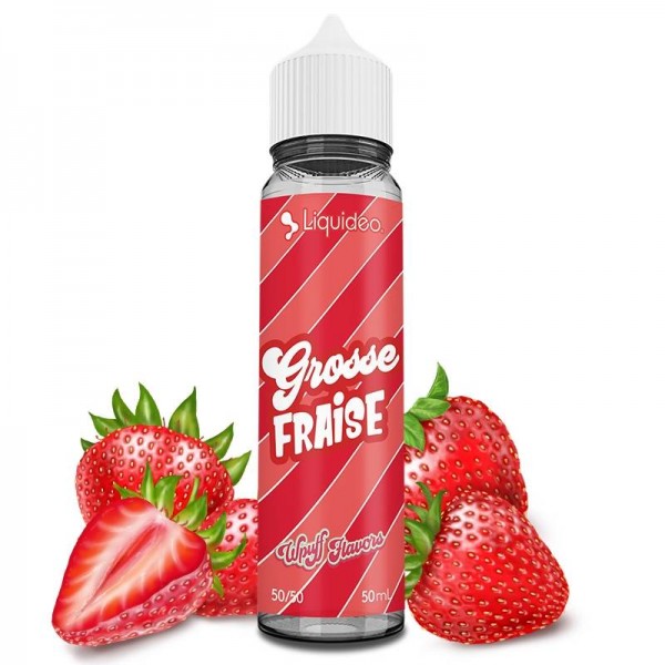 E-liquide Grosse Fraise 50 ml Wpuff Flavors by Liquideo, flacon grand format saveur fraise sucrée et gourmande.
