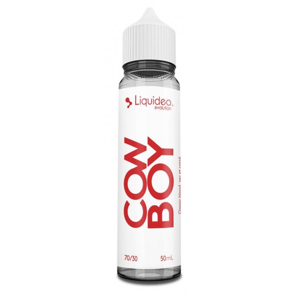 E-liquide Cowboy 50 ml Evolution by Liquideo, flacon grand format saveur classic blond aux notes boisées et légèrement caramélisées.