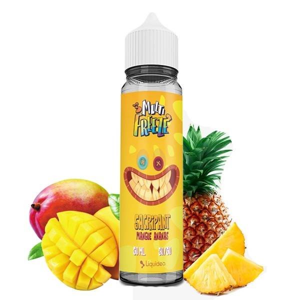 E-liquide Sacripant Mangue Ananas 50 ml Multi Freeze by Liquideo, flacon grand format saveurs mangue, ananas et fraîcheur intense.