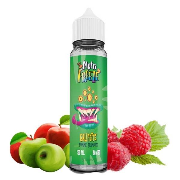 E-liquide Galipette Pomme Framboise 50 ml Multi Freeze by Liquideo, flacon grand format saveurs pomme, framboise et fraîcheur intense.