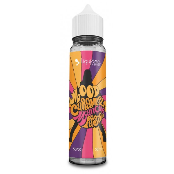 E-liquide Mood 50 ml Liquideo, flacon grand format saveurs fruits rouges, raisin et fraîcheur intense.
