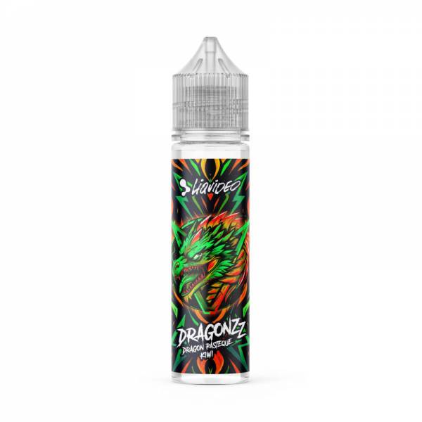E-liquide Dragon Pastèque Kiwi 50 ml Dragonzz by Liquideo, flacon grand format saveurs pastèque, kiwi et fruit du dragon.