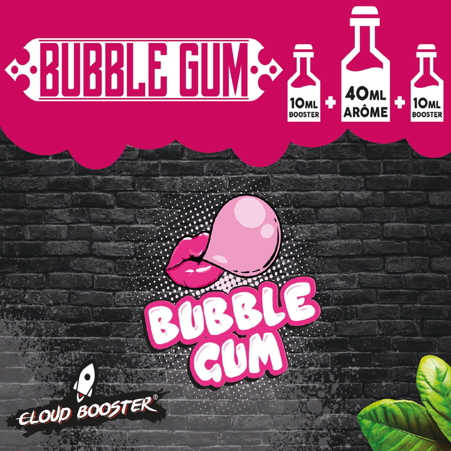 E-liquide Bubble Gum 60 ml Cloud Booster, saveur chewing-gum gourmande pour cigarette électronique"