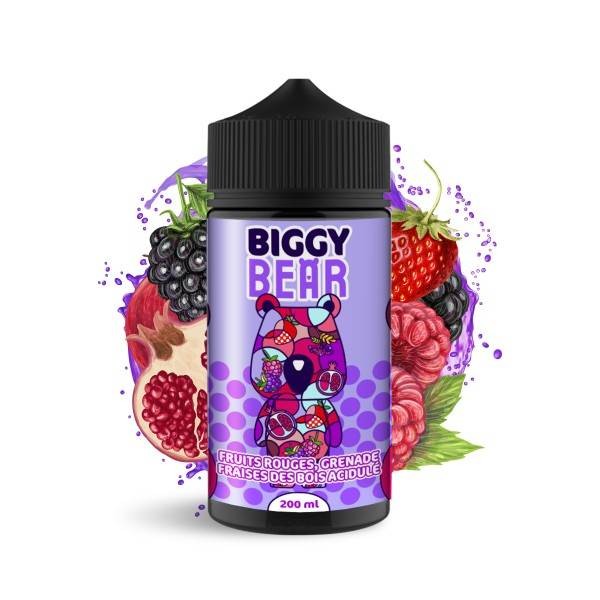 E-liquide Fruits Rouges Grenade Fraise des bois acidulée 200ML de Biggy Bear - Saveur fruits rouges