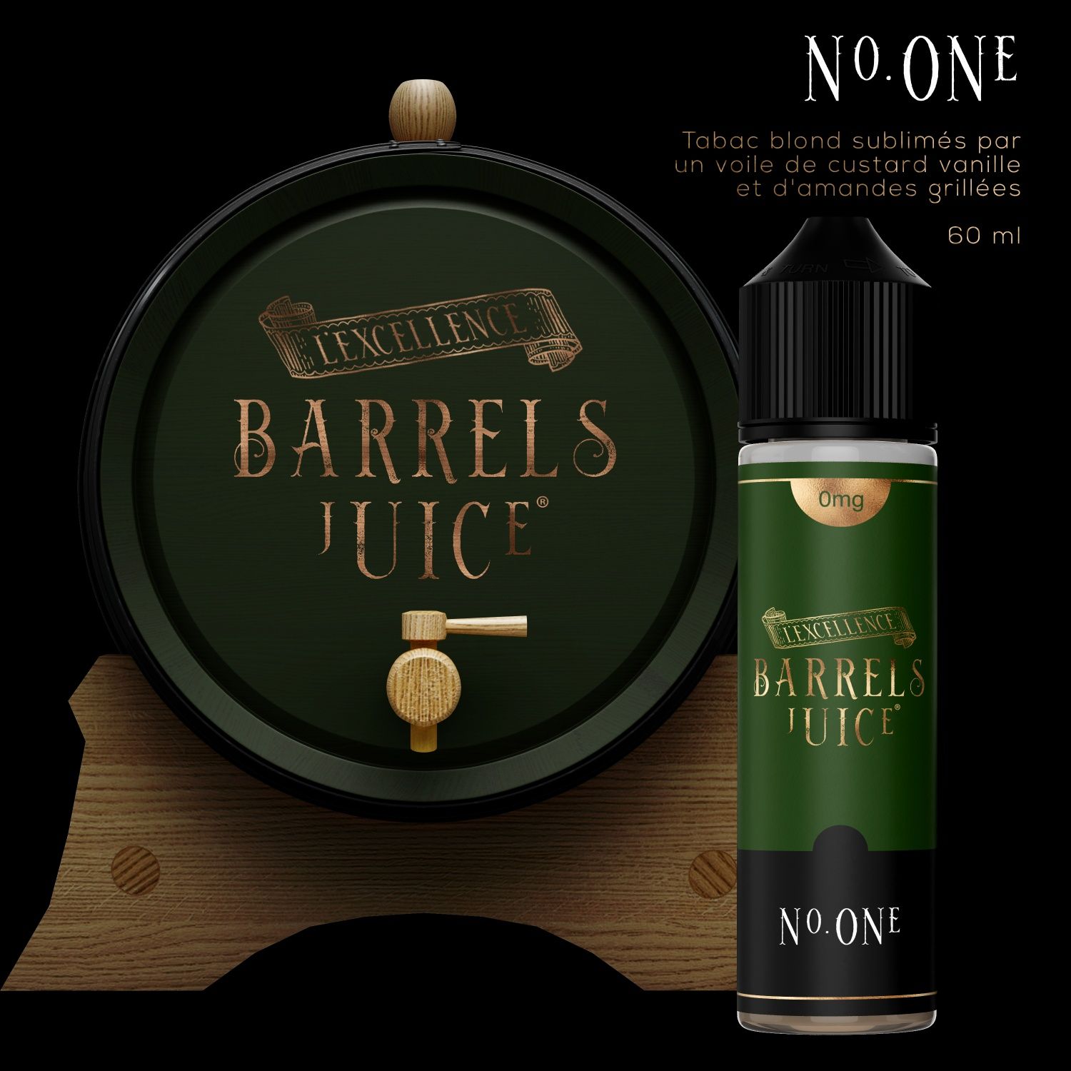 "E-liquide Tabac N° One 60 ml Barrels Juice, saveur tabac pour cigarette électronique"

