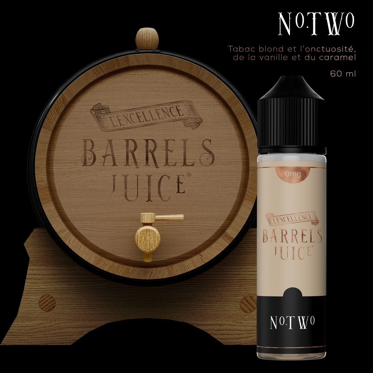 E-liquide Tabac N° Two 60 ml Barrels Juice, saveur tabac pour cigarette électronique"