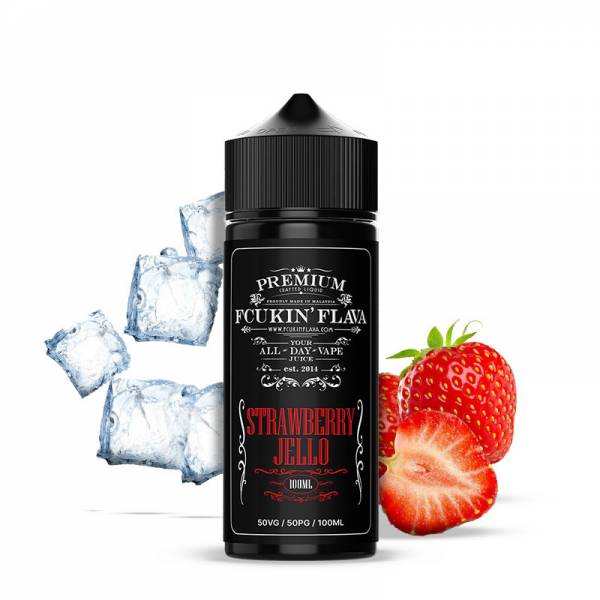E-liquide Strawberry Jello 100ml Fcukin Flava - Saveur fraise mentholée pour cigarette électronique"
